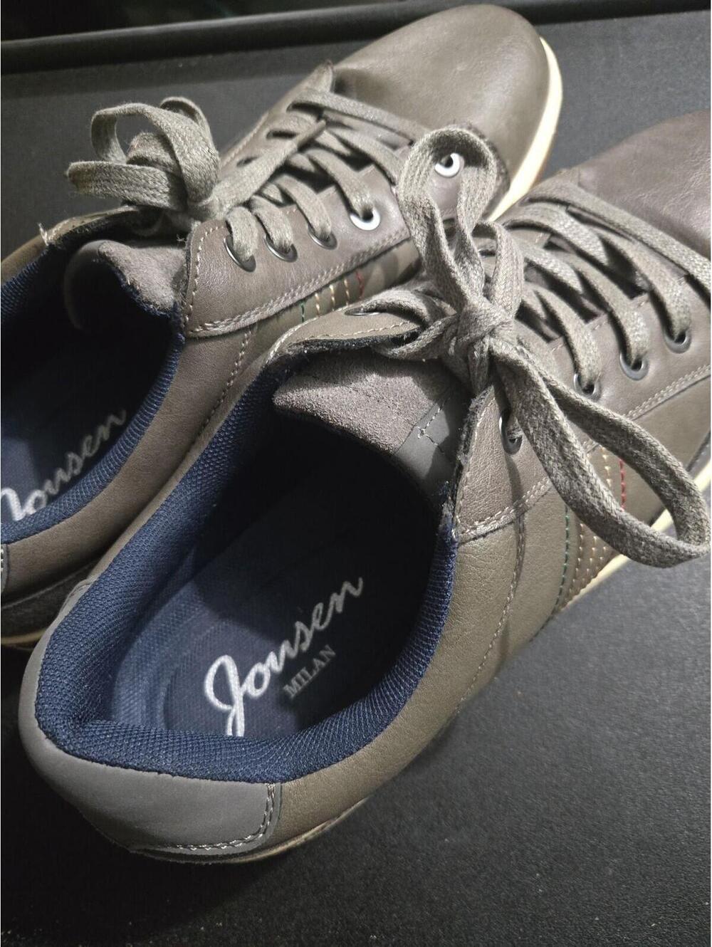 Dorsen Milan Men's Grey Faux Leather Casual Low-Top Sneakers Size 9.5 - Picture 4 of 5